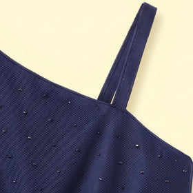 Girls Navy Blue One -Shoulder Fit & Flare Party Dress Party Dresses