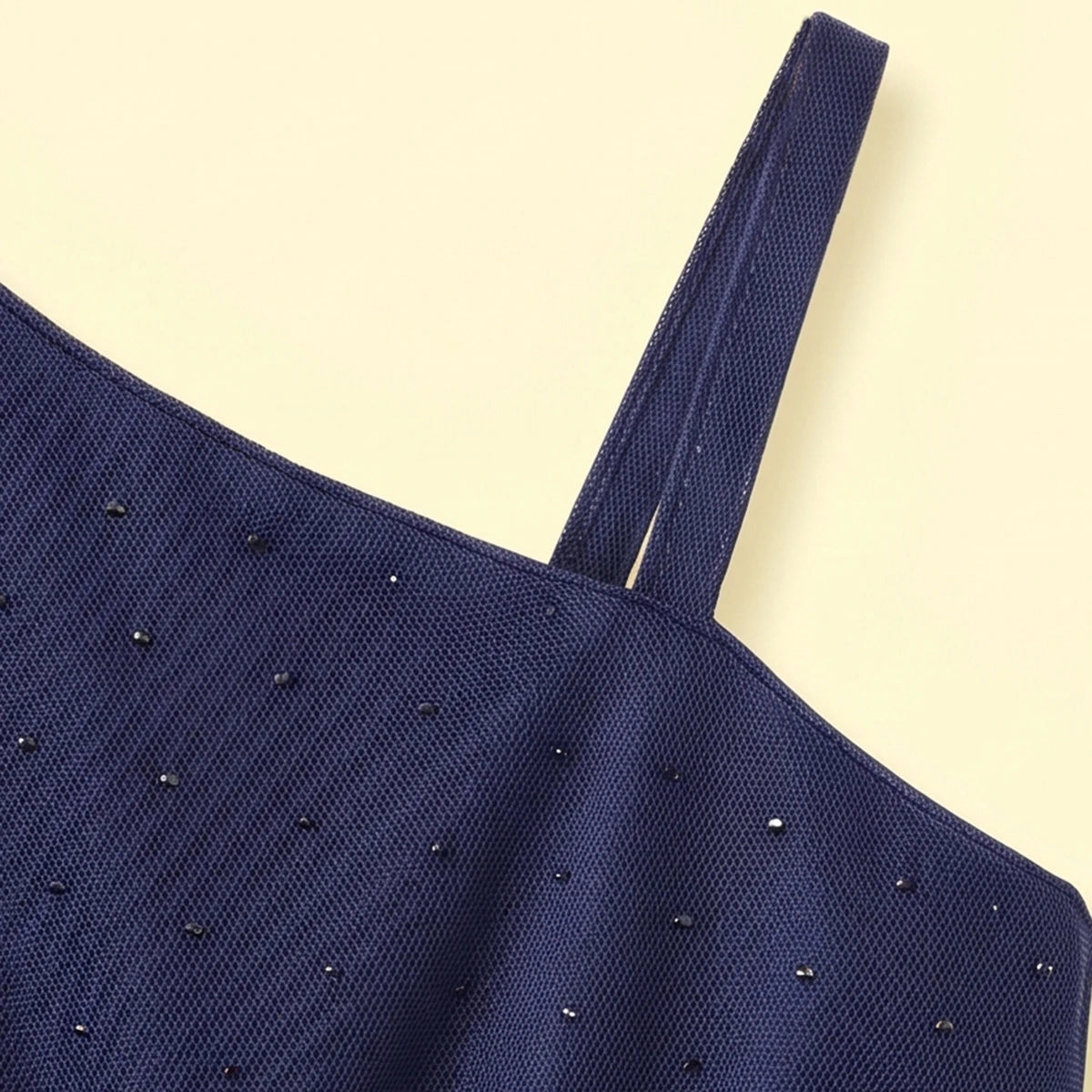 Girls Navy Blue One -Shoulder Fit & Flare Party Dress Party Dresses