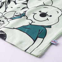 Boys Light Green Cartoon Graphics Short Sleeve T-Shirt With Elasticated Shorts Sets Sets