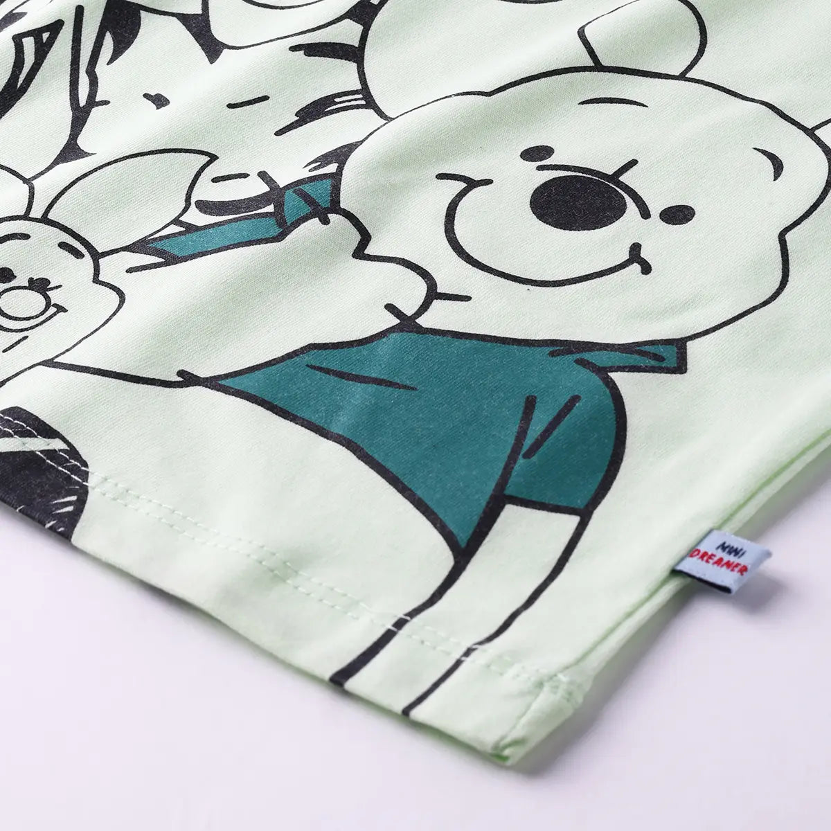 Boys Light Green Cartoon Graphics Short Sleeve T-Shirt With Elasticated Shorts Sets Sets