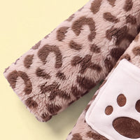 Girls Brown Leopard Print Hooded Zipper Jacket Coats & Jackets