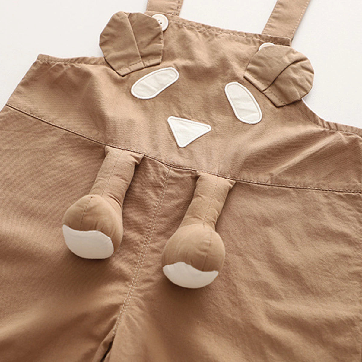 Boys Brown Bear Printed Round Neck T-Shirt With 3D Teddy Bear Applique Dungaree Sets 2 pc. Sets
