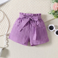 Girls Purple Ruffle Sleeveless Crop Top With Shorts Sets 2 pc. Sets