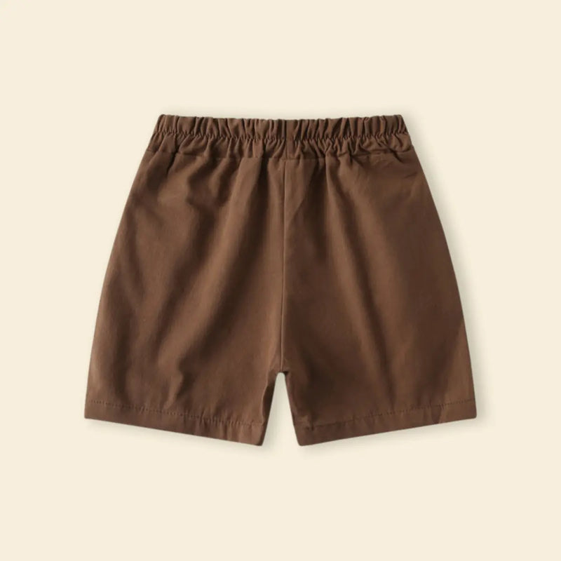 Boys Brown Polka Dot Print Short Sleeves Shirt With Shorts Set Sets
