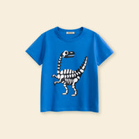 Boys Blue Dinosaur Cartoon Printed Short Sleeves T-Shirt Tshirts
