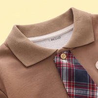 Boys Brown Polo Sweatshirt & Denim Pants Sets Sets