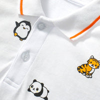 Boys Short Sleeve Cartoon Graphic Polo T-Shirt Tshirts   
