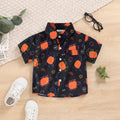 Boys Black Pumpkin Cartoon Printed Short Sleeves Shirt Shirts Black 1-2 Y