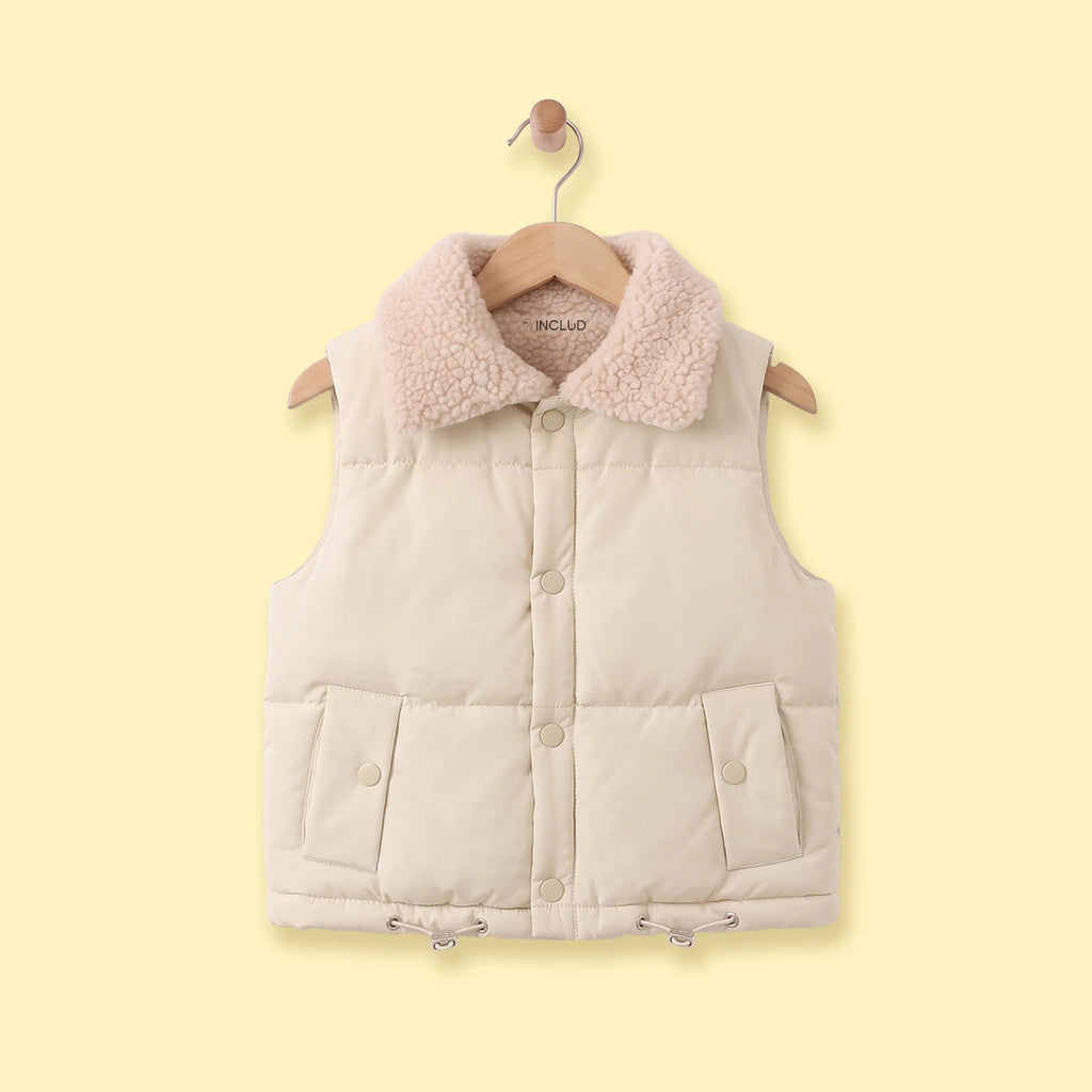 Girls Cream Sleeveless Puffer Jacket Coats & Jackets Cream 1-2 Y