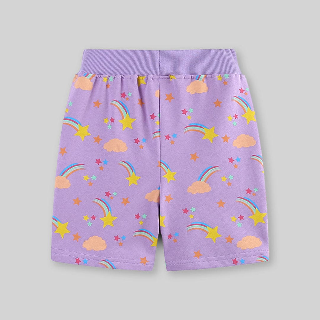 Girls Printed Rib Waist Elasticated Shorts Shorts   