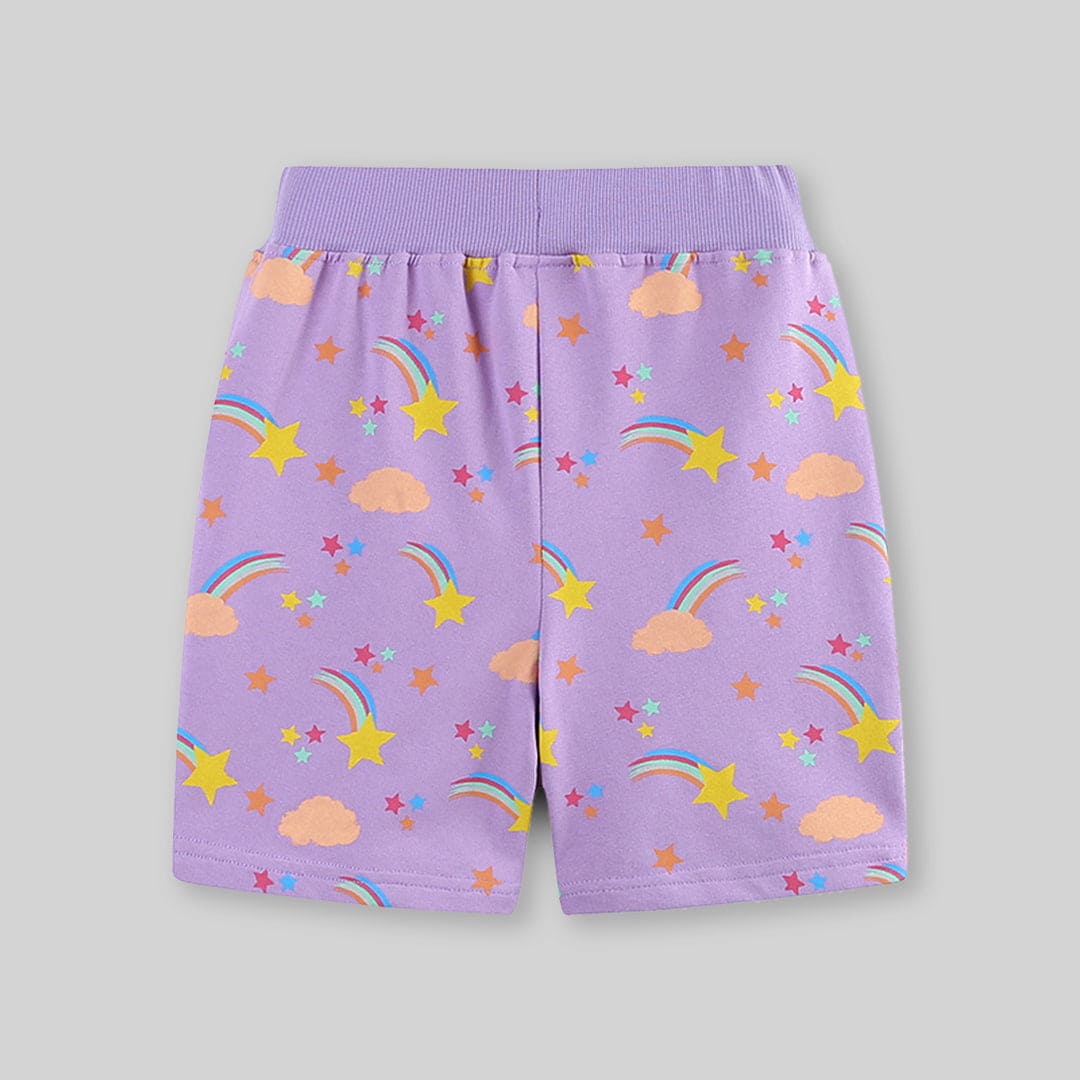 Girls Printed Rib Waist Elasticated Shorts Shorts   
