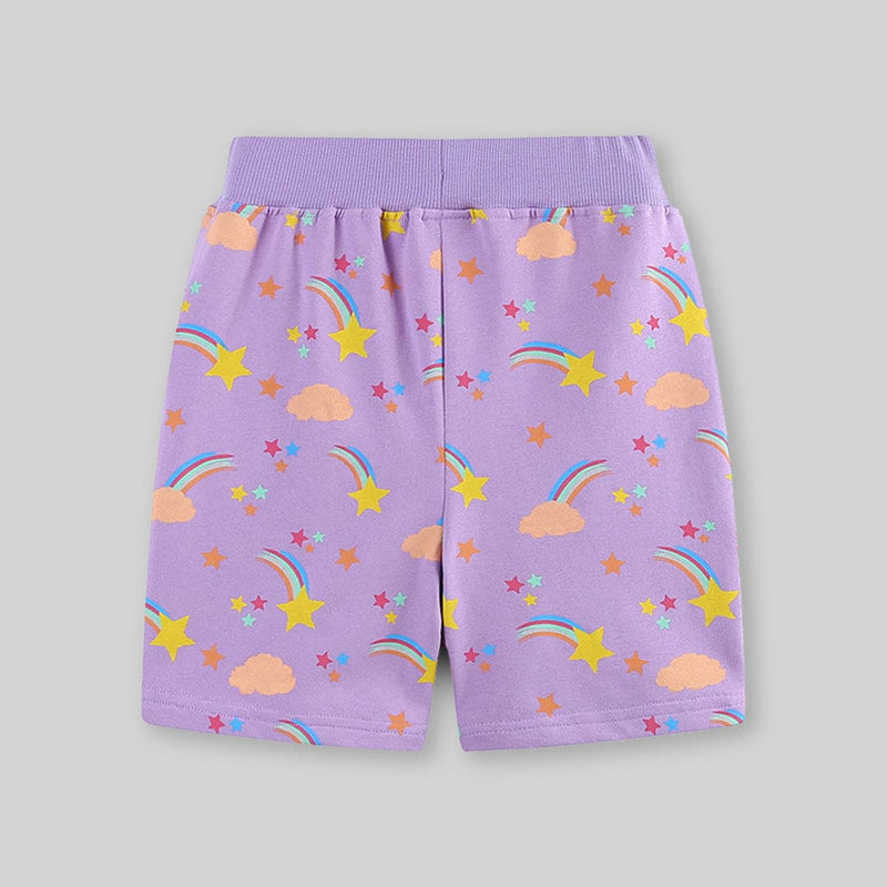 Girls Printed Rib Waist Elasticated Shorts Shorts   