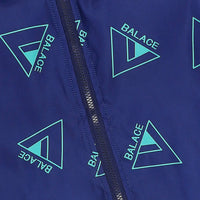 Boys Blue Triangle Printed Reversible Hooded Zipper Jacket Coats & Jackets