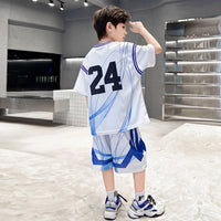 Boys White Typographic Print Short Sleeve T-Shirt With Elasticated Shorts Sets 2 pc. Sets