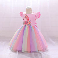 Girls Unicorn Print Party Wear Dress Party Dresses   