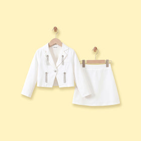 Girls White Long Sleeve Blazer & Skirt Sets 2 pc. Sets White 2-3 Y