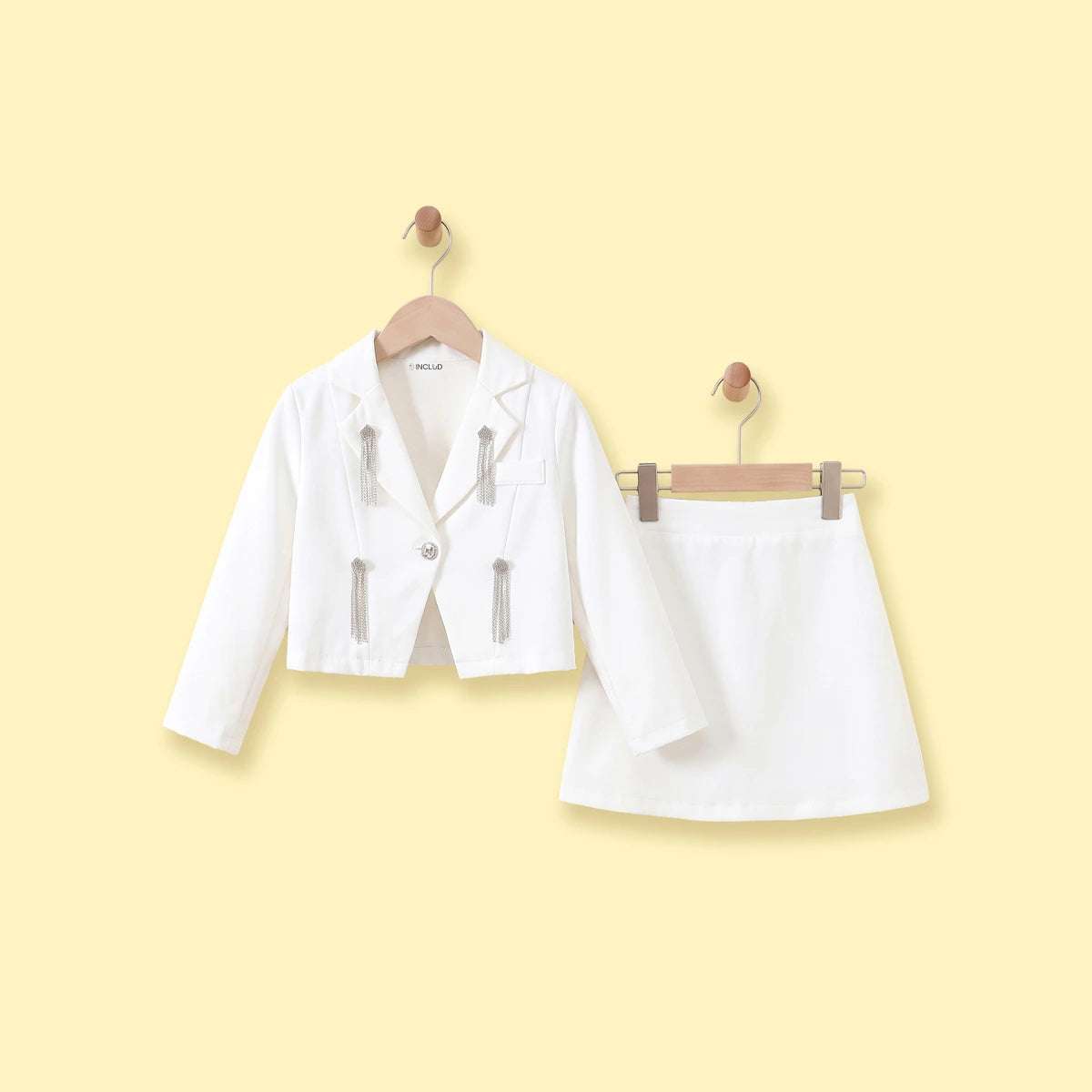 Girls White Long Sleeve Blazer & Skirt Sets 2 pc. Sets White 2-3 Y