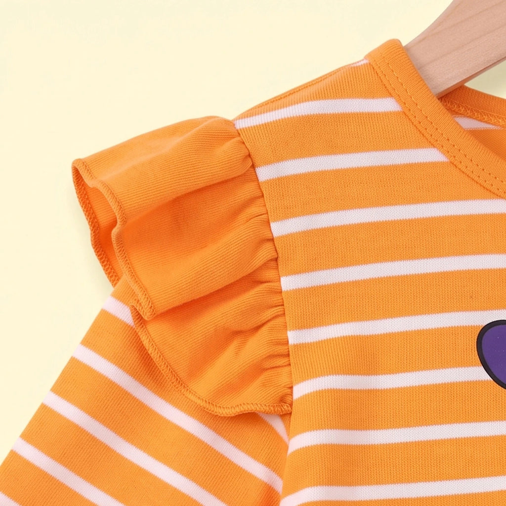 Girls Orange My First Halloween Print Fit & Flare Dress Casual Dresses
