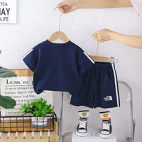 Boys Navy Blue Typographic Print T-Shirt & Shorts Co-ord Sets Sets