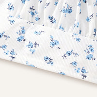 Girls White Floral Printed Raglan Sleeves Top Tops