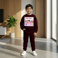 Boys Maroon Nova-Beat Graphics Sweatshirt With Jogger Co-ord Sets Sets Maroon 6-7 Y
