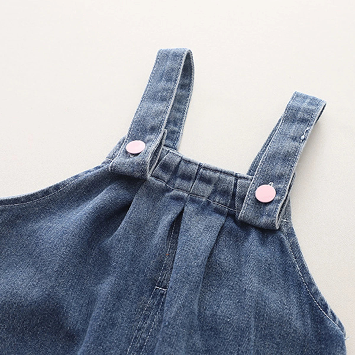 Girls White Peter Pan Collar Top With Denim Dungaree Sets 2 pc. Sets