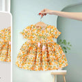Girls Yellow Floral Printed Tiered Fit & Flare Dress Casual Dresses Yellow 1-2 Y
