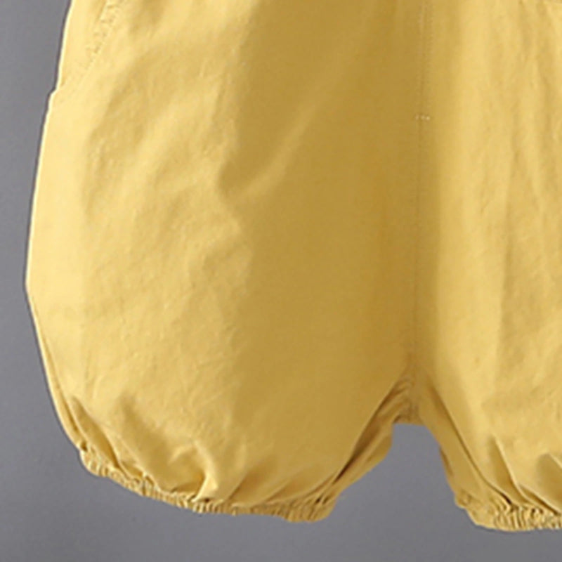 Girls Yellow Embroidered Dungaree With Puppy Print T-Shirt Set Sets