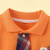 Boys Orange Polo Sweatshirt & Denim Pants Sets Sets