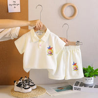 Boys Off White Clown Printed Polo T-Shirt With Shorts Co-ord Sets Sets Off White 1-2 Y