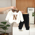 Boys Off White Typographic Printed Polo Sweatshirt With Pants Set 2 pc. Sets Off White 1-2 Y