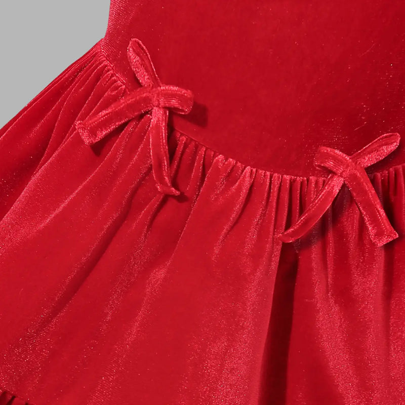 Girls Red Sleeveless Tiered Fit & Flare Dress Casual Dresses