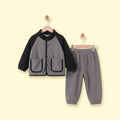 Boys Grey Colourblocked Long Sleeve Jacket With Pants Sets 2 pc. Sets Grey 1-2 Y