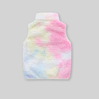 Girls Multicolor Tie-Dye Printed Fleece Front Zipper Sleeveless Winter Jacket Coats & Jackets