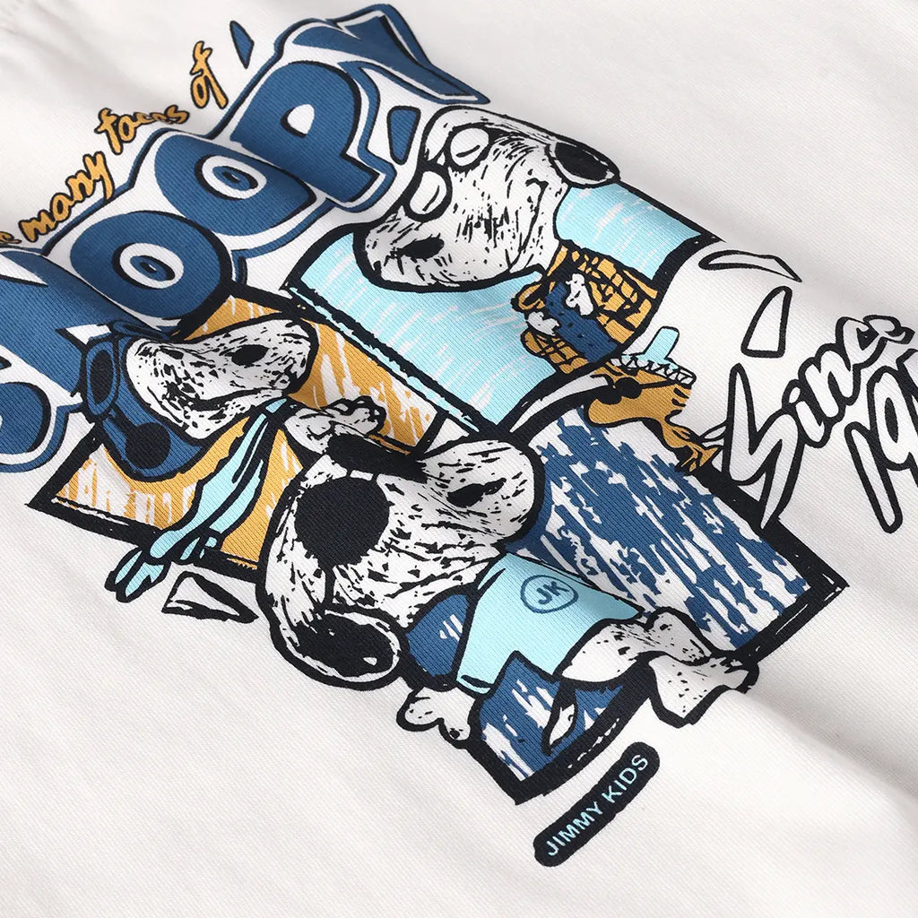 Boys Peach Graphic Printed Short Sleeves Shirt With T-Shirt And Printed Shorts Sets Sets
