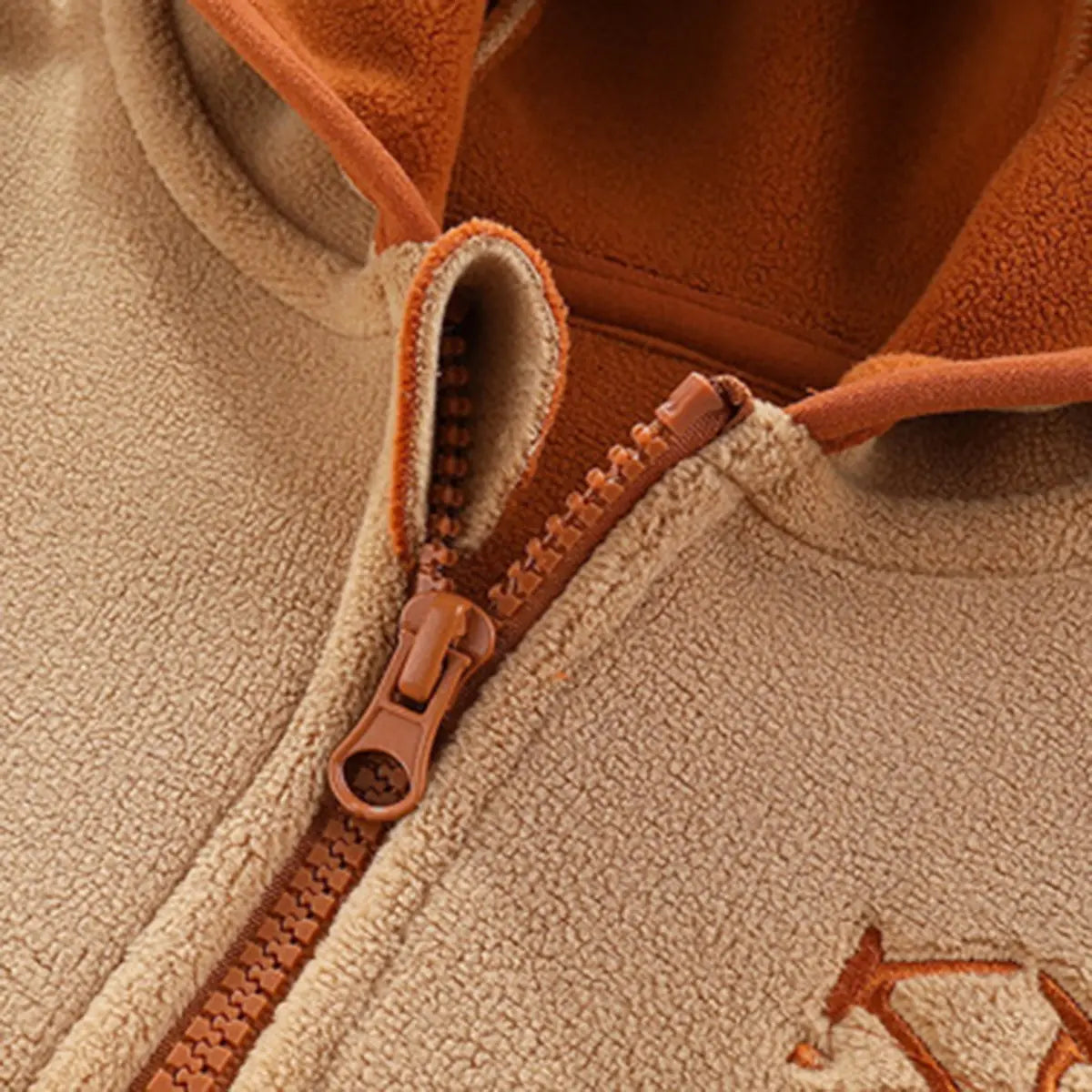 Boys Beige Fleece Hooded Zip-up Jacket Coats & Jackets