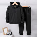 Boys Black Star Printed Hooded Sweatshirt with Joggers Set Sets Black 5-6 Y
