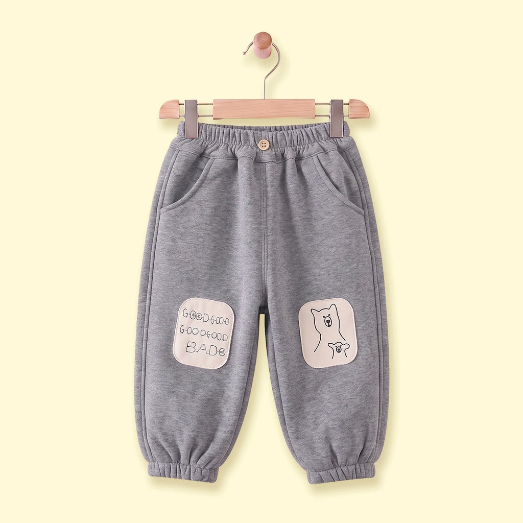 Boys Grey Bear Applique Jogger Joggers Grey 1-2 Y