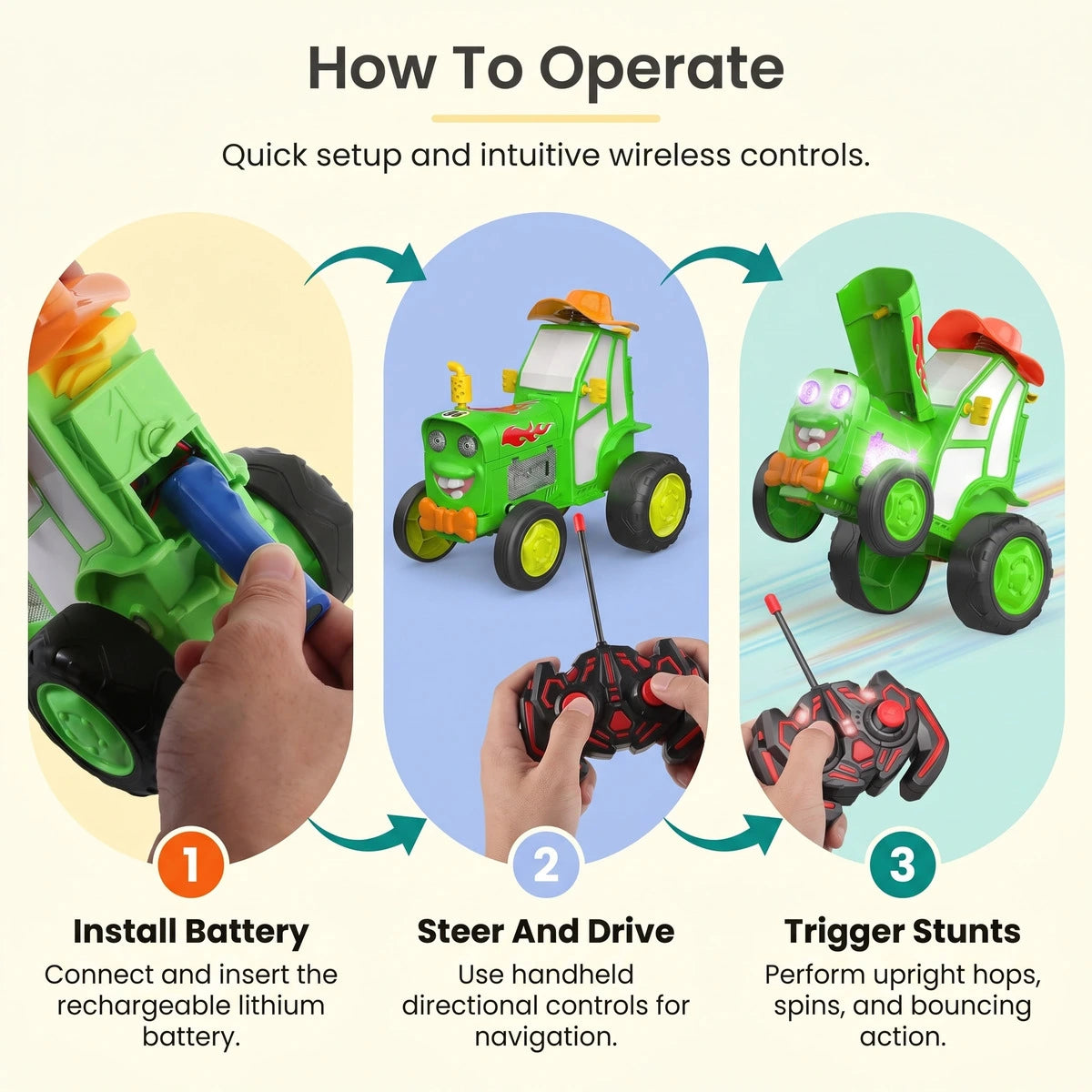 Remote Control Jumping Tractor Toy for Kids 3 Years Plus Trending Accessories