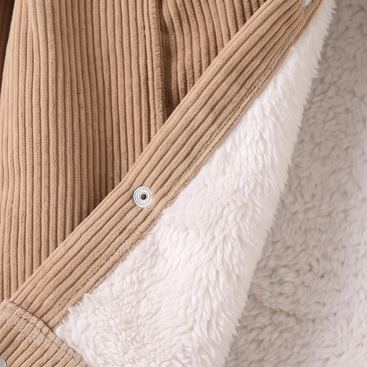 Girls Light Brown Textured Long Sleeve Jacket Coats & Jackets