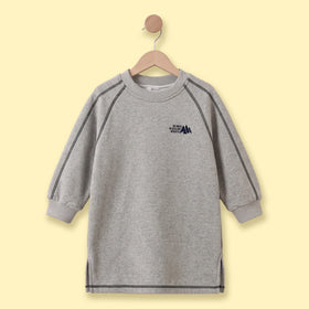 Girls Grey Fleece Typographic T-Shirt Dress Casual Dresses Grey 1-2 Y