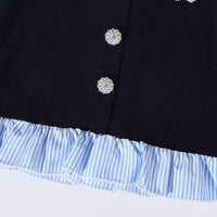Girls Navy Blue Stripes Top With Pants Sets 2 pc. Sets