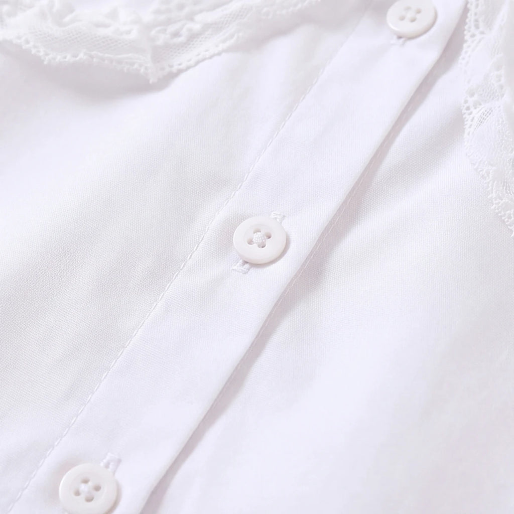 Girls White Long Sleeve Top Tops