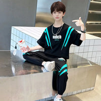 Boys Black Typographic Printed T-Shirt With Joggers Co-ord Sets Sets