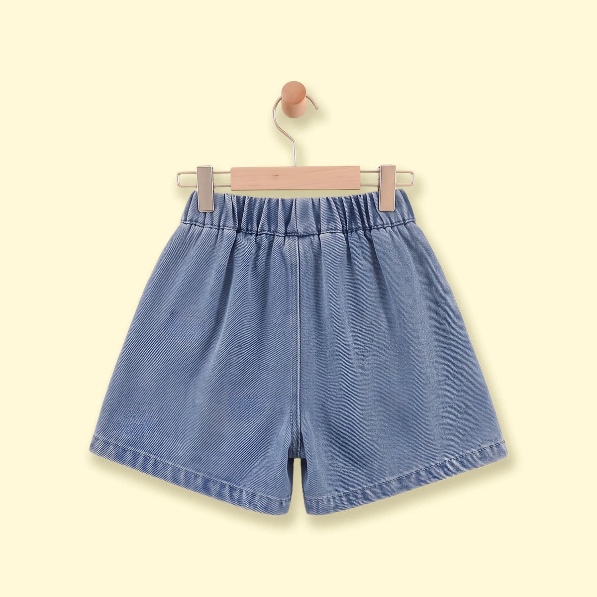 Girls Light Blue Embroidered Elasticated Denim Shorts Shorts