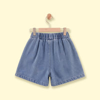 Girls Light Blue Embroidered Elasticated Denim Shorts Shorts