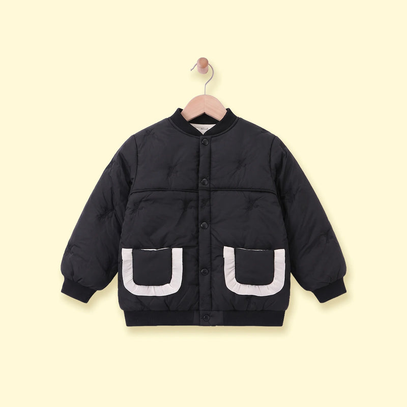 Girls Black Embroidered Long Sleeve Jacket Coats & Jackets Black 2-3 Y