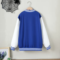 Boys Blue Spider Printed Varsity Jacket Coats & Jackets
