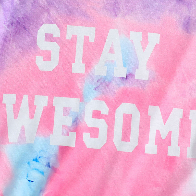 Girls Sky Blue Tie & Dye Printed T-Shirt With Shorts Set 2 pc. Sets