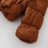 Girls Brown Solid Puffer Winter Jacket Coats & Jackets